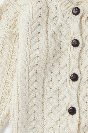 Carraig Donn Kids Aran Cardigan in Cream