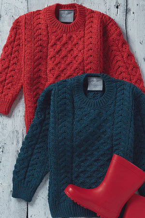 Carraig Donn Kids Aran Jumper in Blue