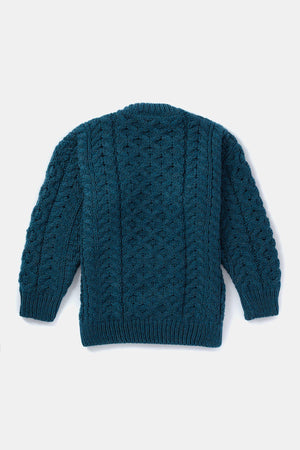 Carraig Donn Kids Aran Jumper in Blue