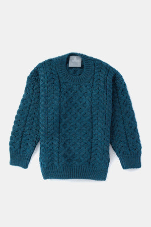 Carraig Donn Kids Aran Jumper in Blue