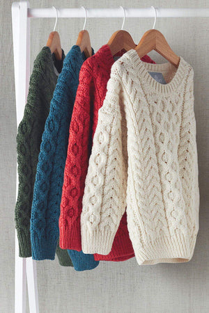 Carraig Donn Kids Aran Jumper in Blue