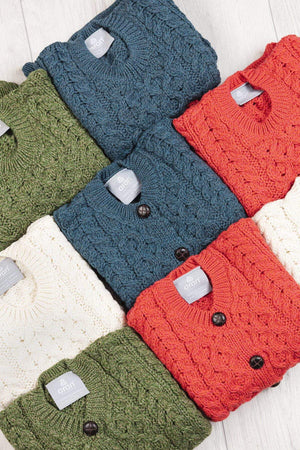 Carraig Donn Kids Aran Jumper in Blue