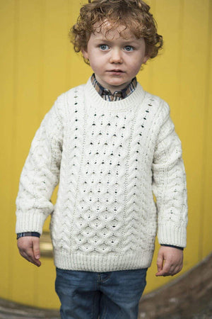 Carraig Donn Kids Aran Jumper in Cream