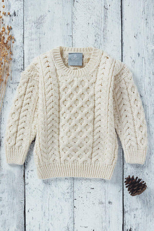 Carraig Donn Kids Aran Jumper in Cream