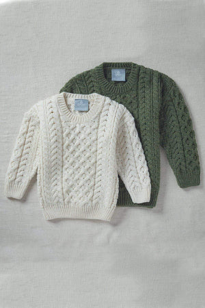 Carraig Donn Kids Aran Jumper in Cream