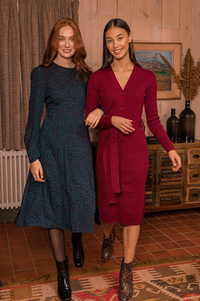 Carraig Donn Knitted Dress in Burgundy
