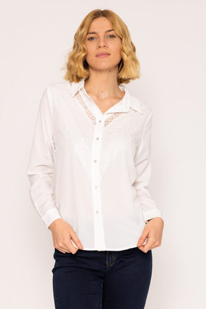 Lace Trim Blouse in Ivory