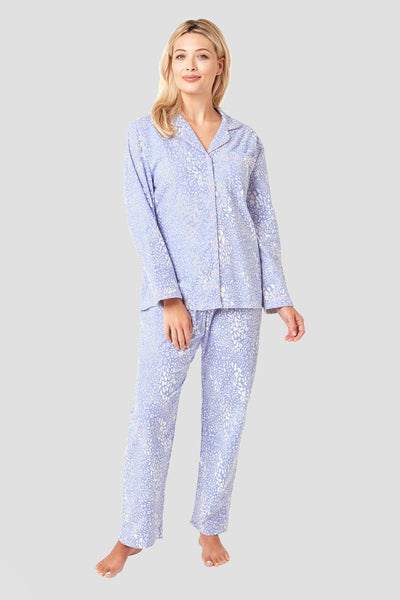 Carraig Donn Ladies Cotton Pyjama Set in Blue Animal Print