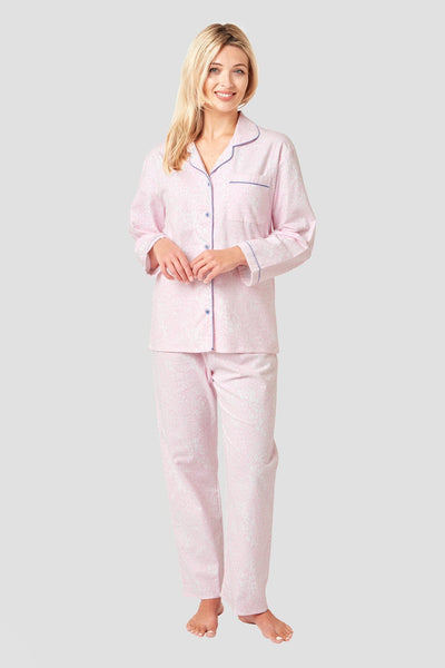Carraig Donn Ladies Cotton Pyjama Set in Pink Animal Print
