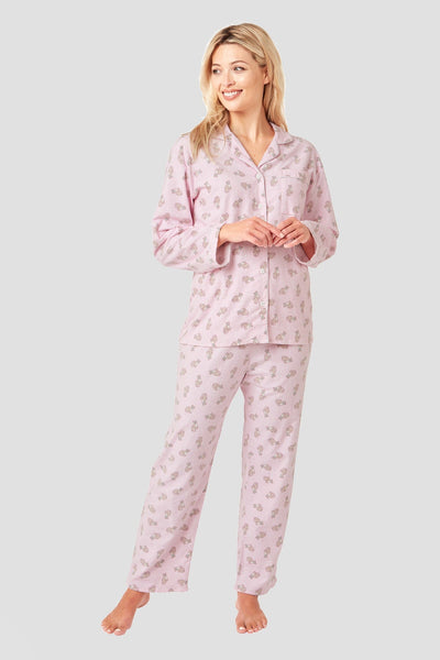 Carraig Donn Ladies Cotton Pyjama Set in Pink Cheetah Print