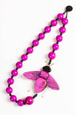 Large Beaded Necklace in Pink