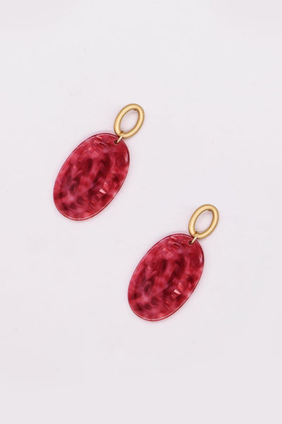 Carraig Donn Large Link Earrings in Red