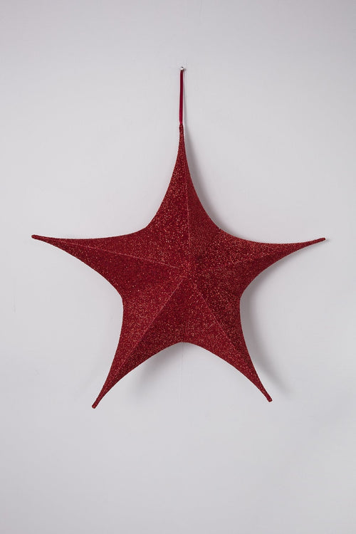 Large Red Glitter Fabric Star Christmas Decoration