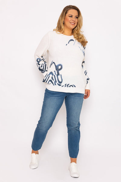 Carraig Donn Lettering Print Sweater in Off White