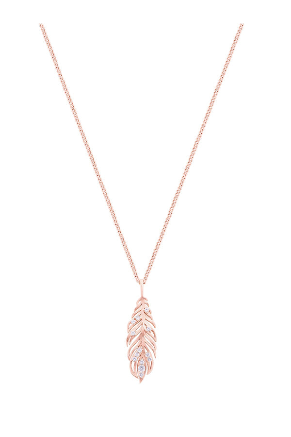 Carraig Donn Long Feather Pendant With Clear Stones
