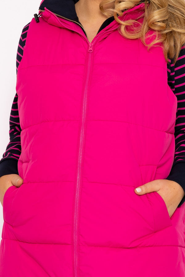 Carraig Donn Long Quilted Gilet in Pink