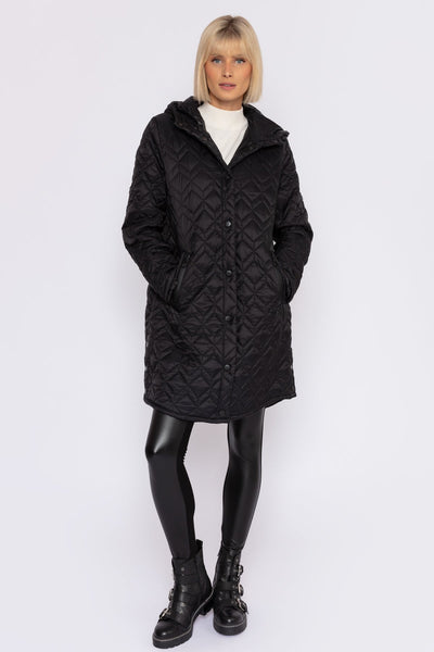 Carraig Donn Long Quilted Jacket in Black