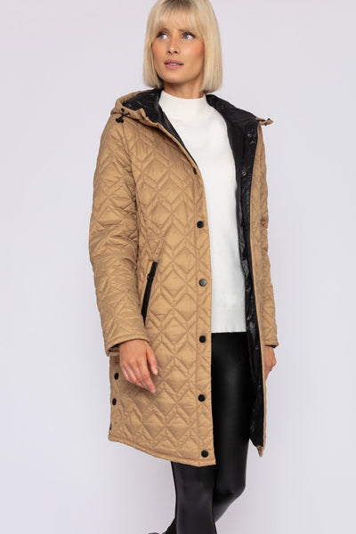 Carraig Donn Long Quilted Jacket in Camel