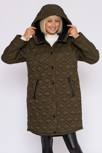 Carraig Donn Long Quilted Jacket in Khaki