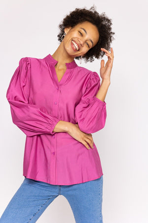 Carraig Donn Long Sleeve Spring Blouse in Pink