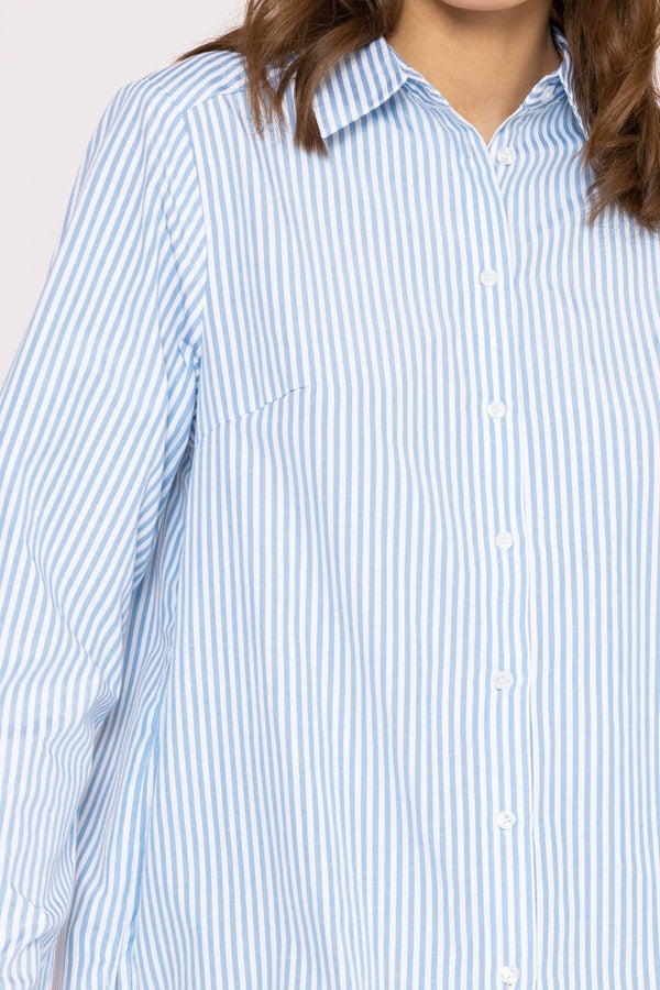Carraig Donn Longline Stripe Shirt in Blue