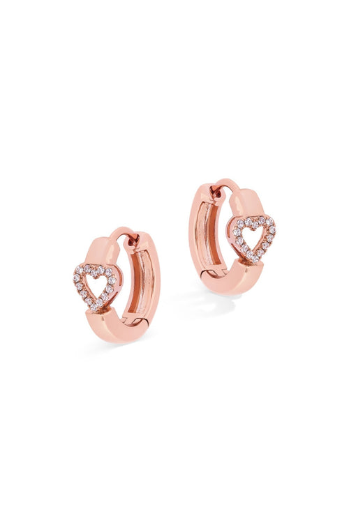 Love Heart Earrings in Rose Gold