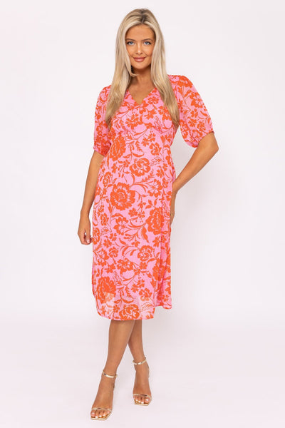 Carraig Donn Luna Pink Print Midi Dress