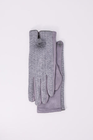 Lurex Thread Pom Gloves in Grey