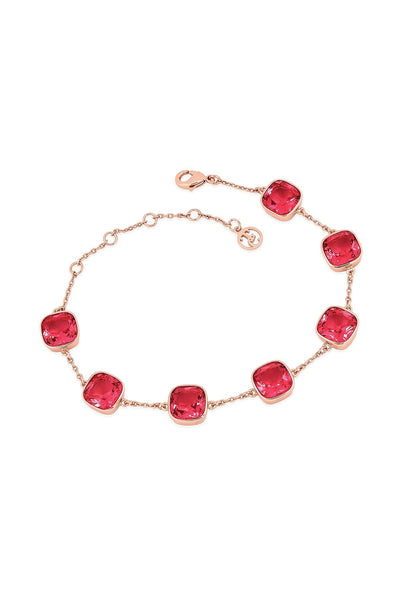 Carraig Donn Maureen O'Hara Raspberry Cushion Stone Rose Gold Bracelet