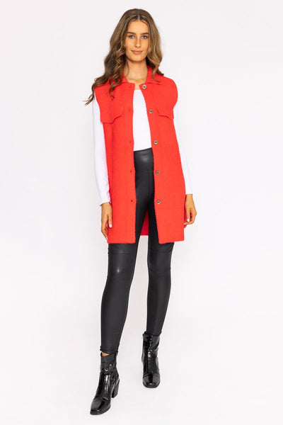 Carraig Donn Medium Length Waistcoat in Red
