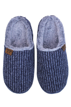 Carraig Donn Mens Chunky Knit Mule Slippers in Blue