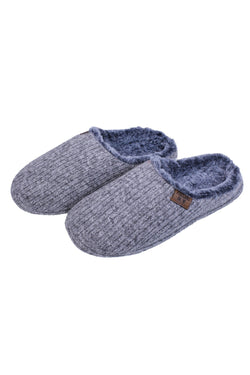 Carraig Donn Mens Chunky Knit Mule Slippers in Grey