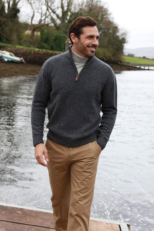 Men's Donegal Blend V-Neck Zip Sweater