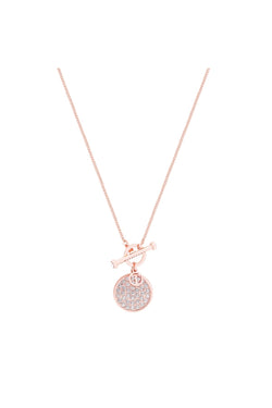 Carraig Donn Micropave T-Bar Necklace in Rose Gold