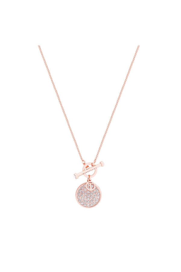 Carraig Donn Micropave T-Bar Necklace in Rose Gold