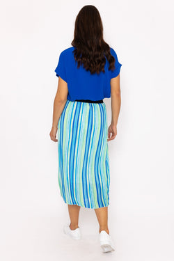 Carraig Donn Midi Pleated Skirt in Blue Print