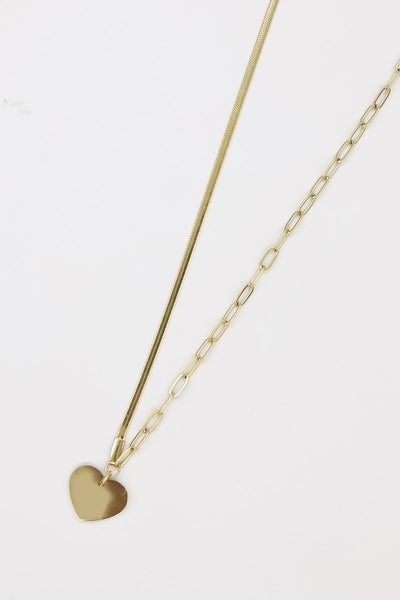 Carraig Donn Multi Link Chain with Heart Necklace in Gold