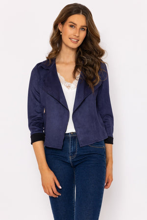 Navy Suede Cover Up Jacket