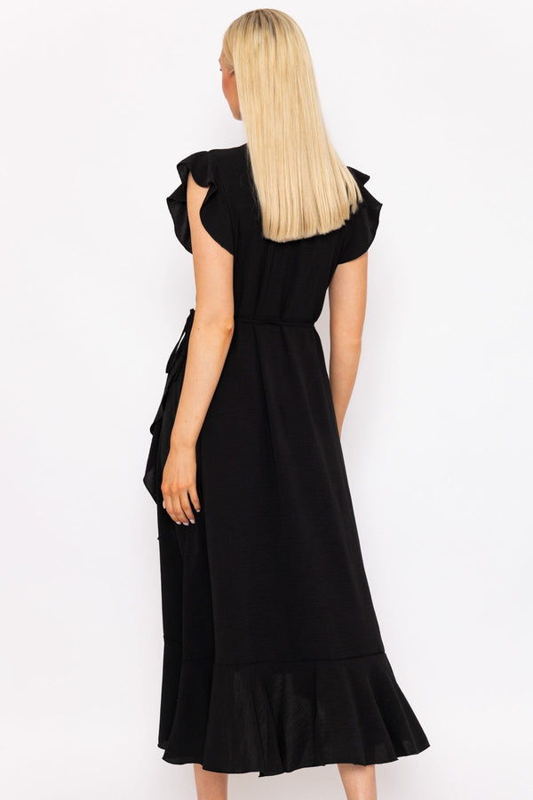 Carraig Donn Nicole Midi Wrap Dress in Black