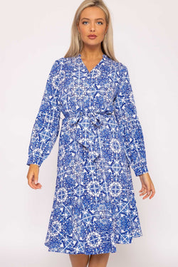 Carraig Donn Norah Blue Printed Midi Dress