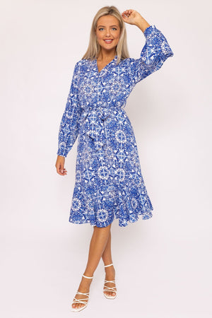 Norah Blue Printed Midi Dress