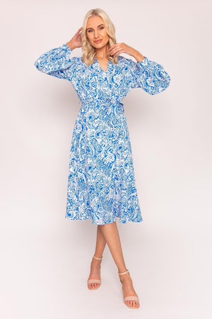 Norah Dress in Blue Print