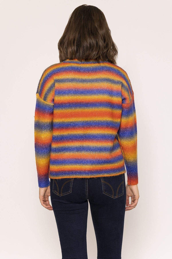 Carraig Donn Ombre Crew Neck Knit in Blue and Orange