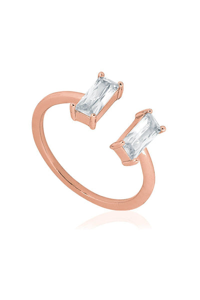 Carraig Donn Open Baguette CZ Ring in Rose Gold - One Size