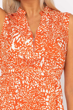 Carraig Donn Orange Print Viscose Mini Dress