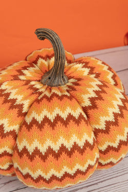 Carraig Donn Orange Zigzag Knitted Pumpkin