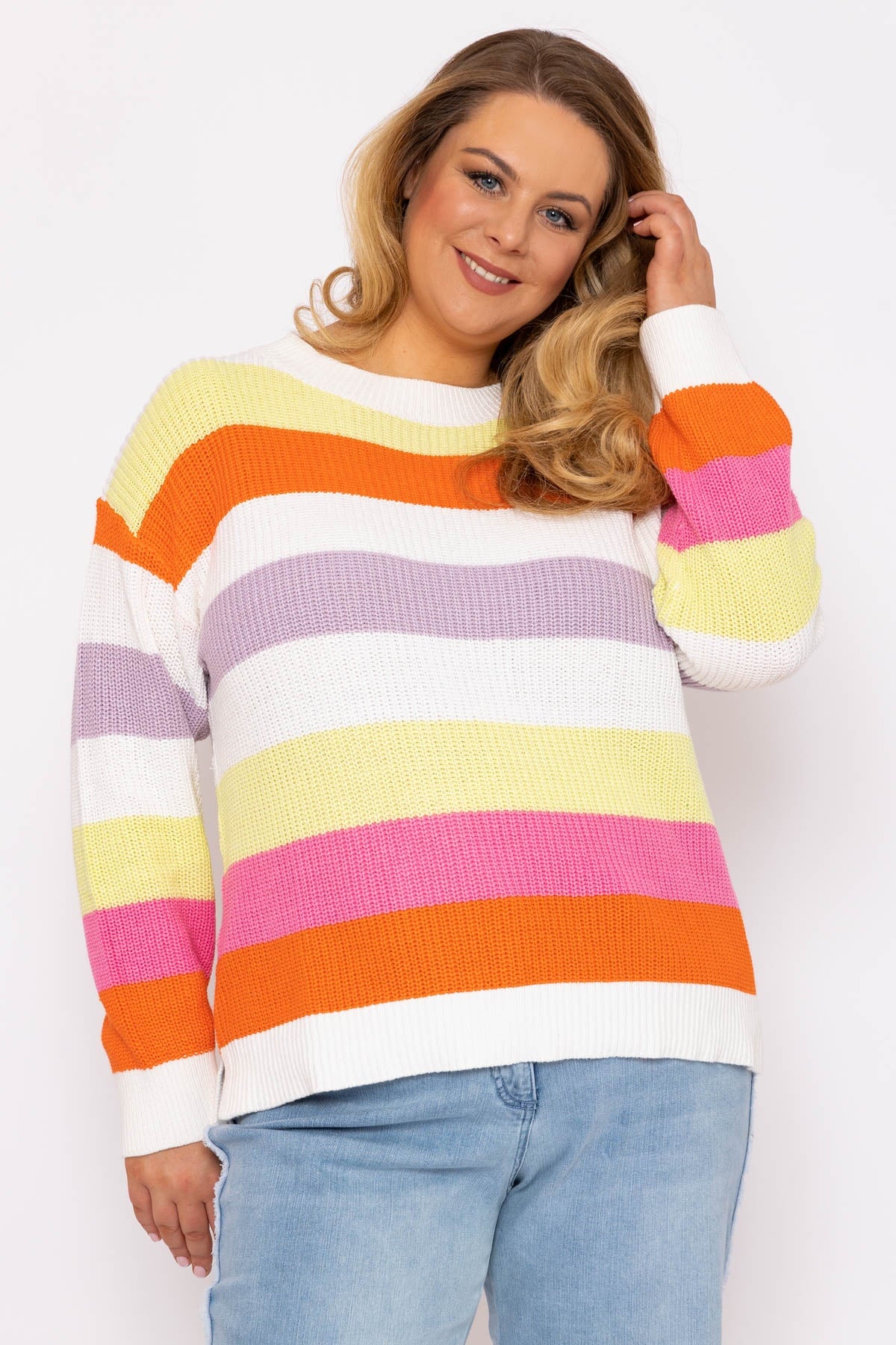 Oversized Striped Knit Sweater in Multi