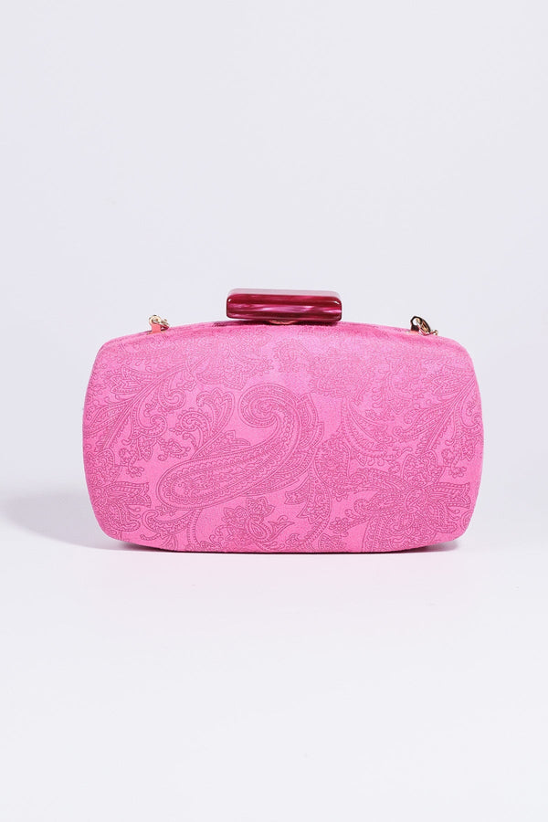 Carraig Donn Paisley Fabric Clutch in Pink