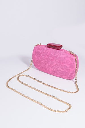 Paisley Fabric Clutch in Pink