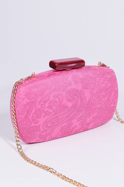 Carraig Donn Paisley Fabric Clutch in Pink